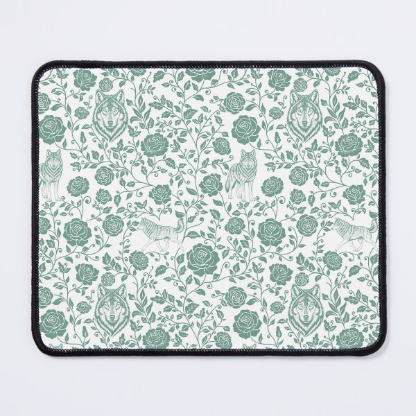 Item preview, Wolf Floral Silhouette Botanical Wildlife Art Green designed and sold by WildLakePatterns.