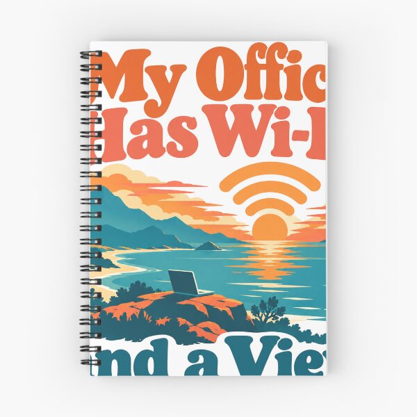 Item preview, Digital Nomad Remote Work Office View Sunset designed and sold by PureHeaven ⭐⭐⭐⭐⭐.