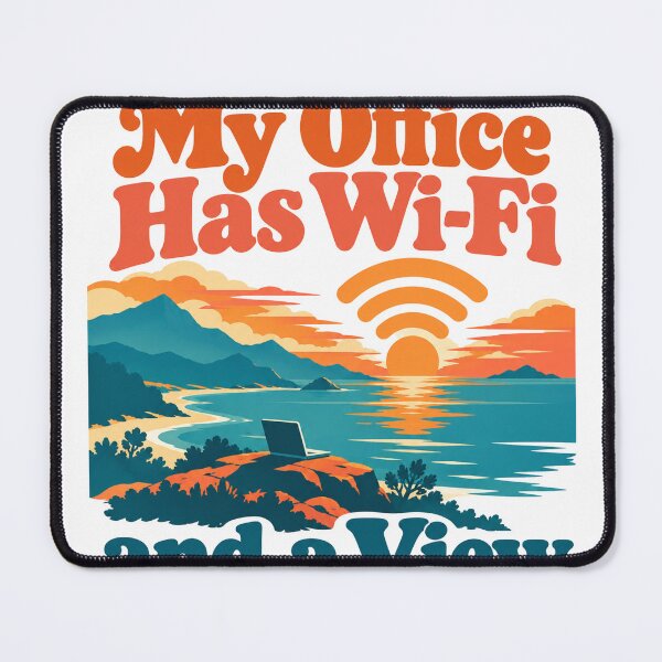 Item preview, Digital Nomad Remote Work Office View Sunset designed and sold by PureHeaven ⭐⭐⭐⭐⭐.