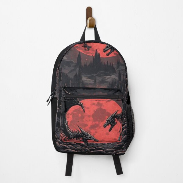 Item preview, Skeletal dragons on the red moon designed and sold by KinoDesign.