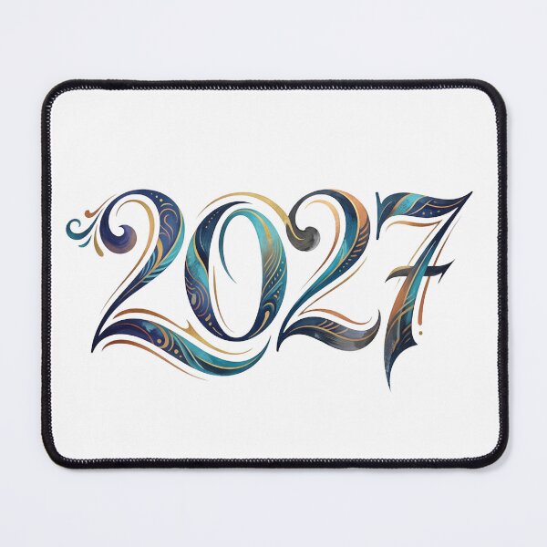 Item preview, Elegant 2027 new year calligraphy in blue and gold designed and sold by Designova10.