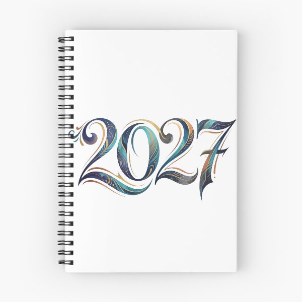 Item preview, Elegant 2027 new year calligraphy in blue and gold designed and sold by Designova10.