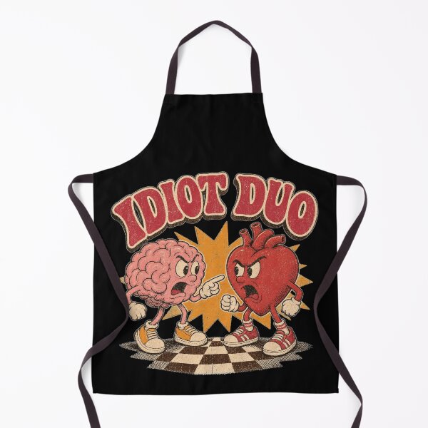 Item preview, Idiot Duo – Vintage Brain vs Heart Retro Cartoon Illustration designed and sold by Per My Last Nerve Studio.