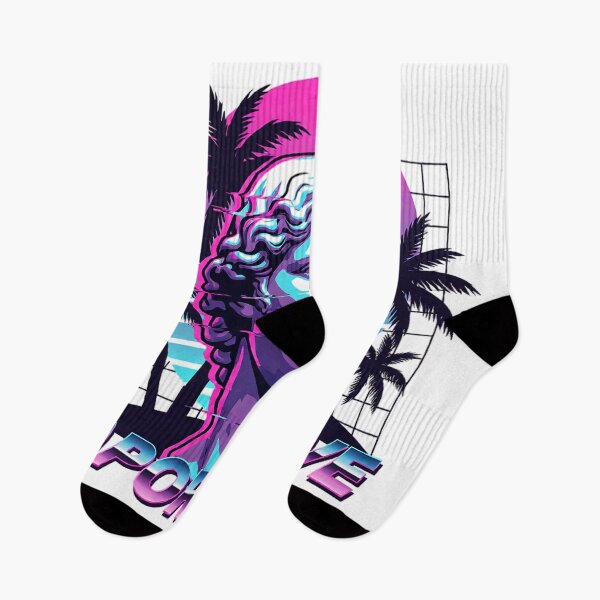 Artikelvorschau, Klassische griechische Vaporwave-Statue mit Palmen – Retro-Synthwave-Ästhetik der 80er – Neon-Glitch-Vektorgrafik entworfen und verkauft von cannsuh.