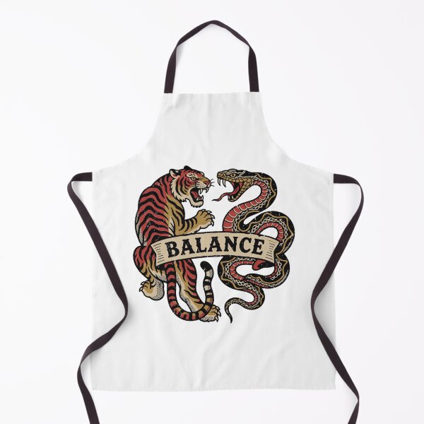 Item preview, Traditional Tattoo Flash Tiger and Snake with Balance Banner - Vintage Americana Duel Art - Old School Tattoo Design designed and sold by cannsuh.