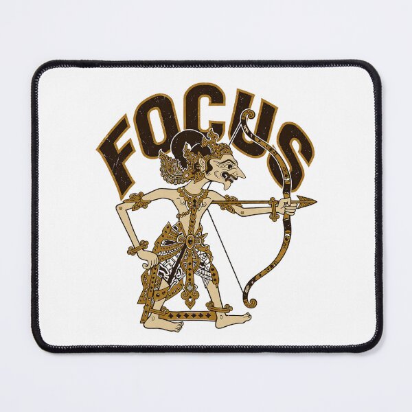 Item preview, Focus - Traditional Javanese Wayang Kulit Archer with Bow and Arrow - Vintage Distressed Indonesian Heritage Vector Art designed and sold by cannsuh.