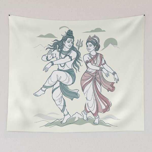 Item preview, Shiva Parvati Divine Dance Line Art designed and sold by hutofdesigns.