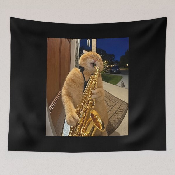 Item preview, Cat Playing Saxophone designed and sold by nosu-art-pod.