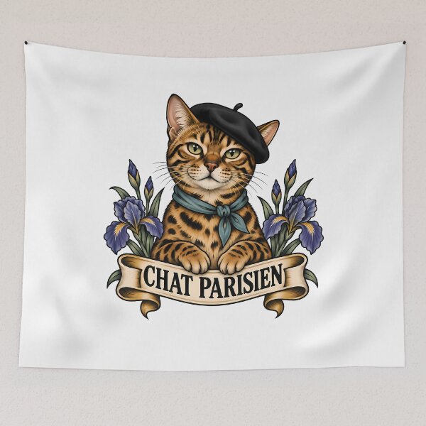 Item preview, Parisian Bengal Cat Beret Iris designed and sold by Old's Cool Cat Studio.