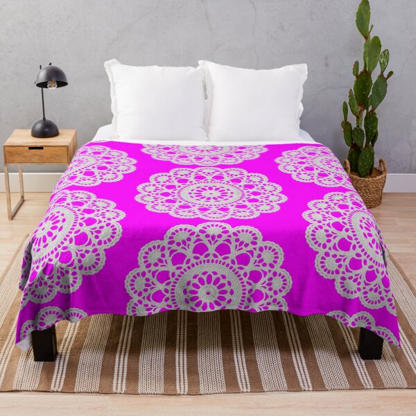 Item preview, White Lace Doily Retro Vibes on Pink Fuchsia Mandala Shapes Mania designed and sold by Shapes-Mania.