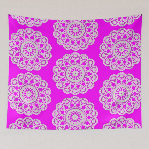 Item preview, White Lace Doily Retro Vibes on Pink Fuchsia Mandala Shapes Mania designed and sold by Shapes-Mania.