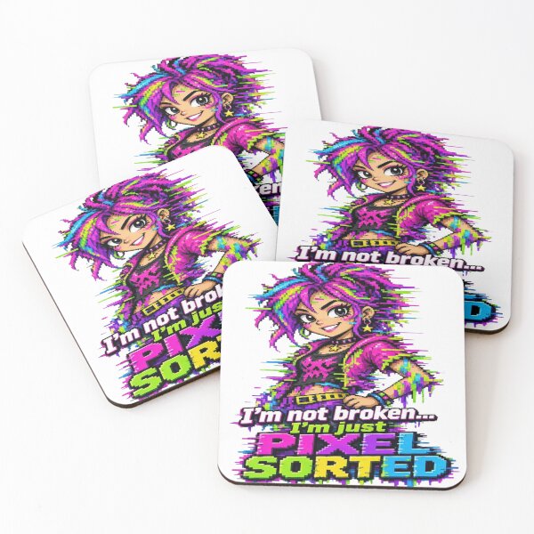 Item preview, I'm Not Broken I'm Just Pixel Sorted Cyberpunk Anime designed and sold by Sushikidsntoddlers.