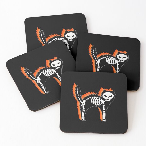 Item preview, Skeleton Cat Halloween Spooky Orange Jagged Outline designed and sold by OlyvieArt.