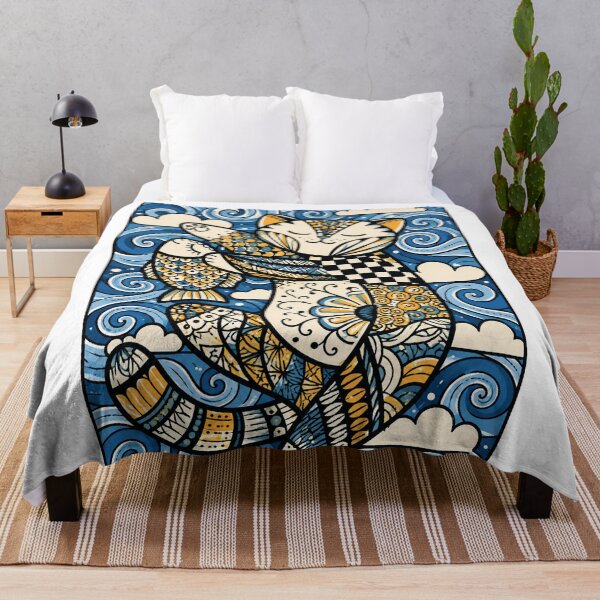 Item preview, Whimsical Cat Mermaid with Blue Ocean Waves designed and sold by PatternFablee.