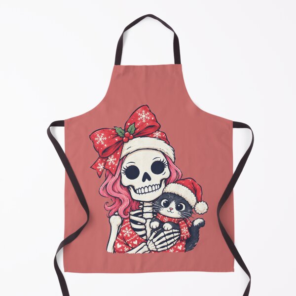 Item preview, Christmas Skeleton Girl And Xmas Cat designed and sold by CreepyCornerArt.