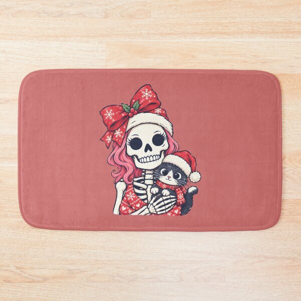 Item preview, Christmas Skeleton Girl And Xmas Cat designed and sold by CreepyCornerArt.
