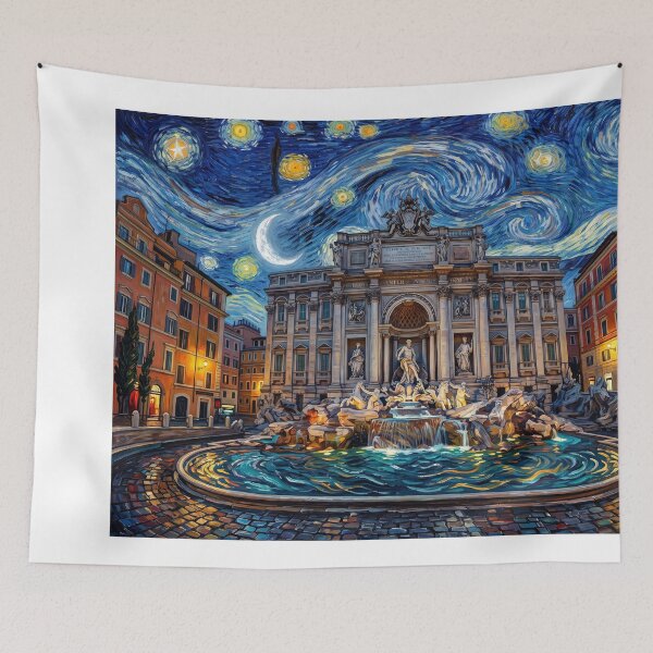Item preview, Trevi Fountain Rome Under Starry Night designed and sold by Bad-Decisions-Designs.