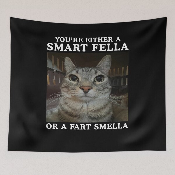 Item preview, You're Either A Smart Fella Or A Fart Smella Cat Meme designed and sold by studio-ssaam.