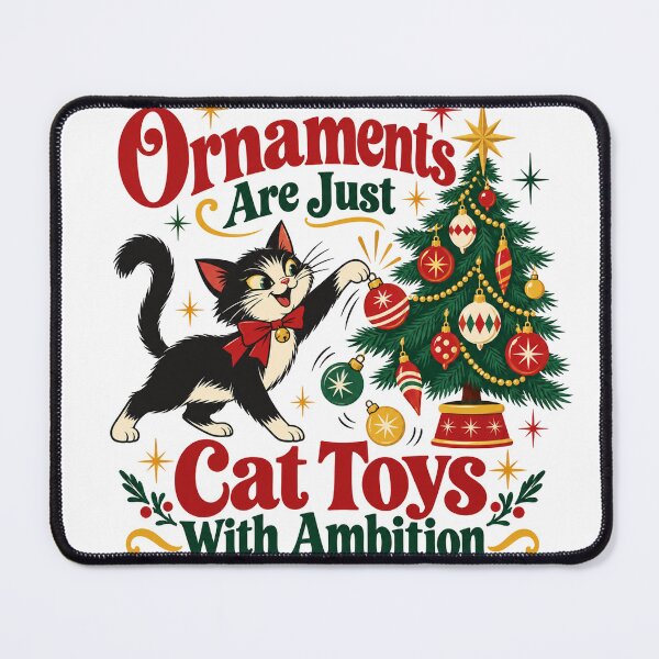 Item preview, Funny Cat Knocking Christmas Ornaments Retro designed and sold by PureHeaven ⭐⭐⭐⭐⭐.