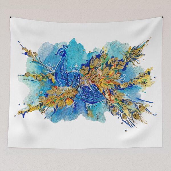 Item preview, Royal Peacock of the Golden Dawn Majestic Watercolor designed and sold by DesseindImages.