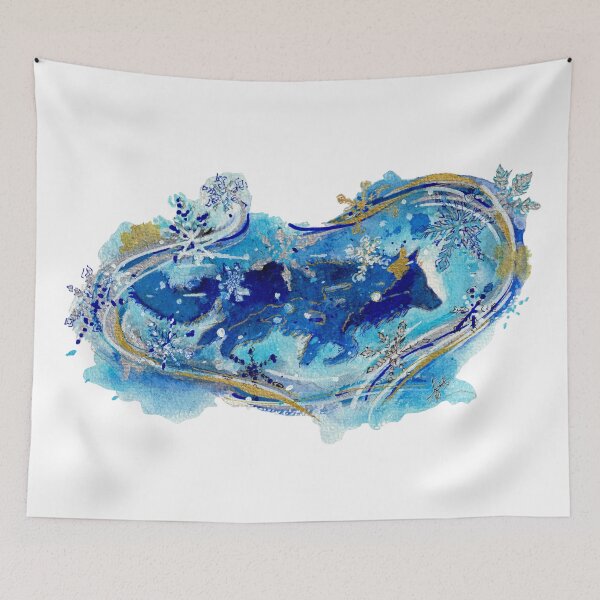 Item preview, Spirit of the Winter Storm Mystical Wolf Watercolor designed and sold by DesseindImages.