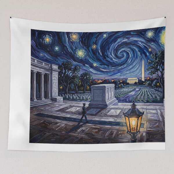 Aperçu de l'œuvre Tomb of the Unknown Soldier Arlington Under Starry Night créée et vendue par Bad-Decisions-Designs.