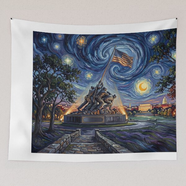 Item preview, Iwo Jima Memorial Arlington Under Starry Night designed and sold by Bad-Decisions-Designs.