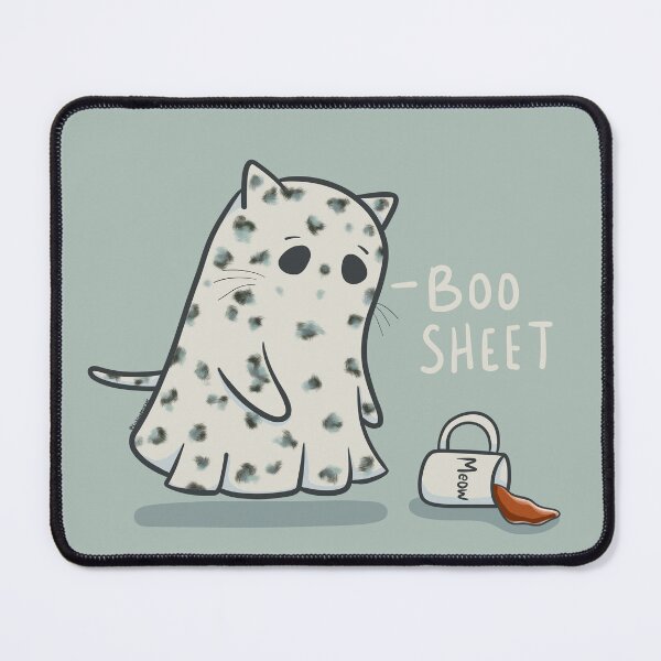 Item preview, Boo Sheet Ghost Cat and Coffee designed and sold by KilkennyCat Art.