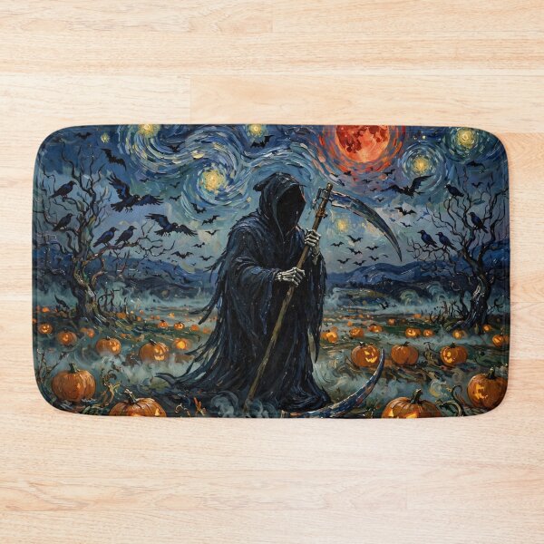 Item preview, Grim Reaper under Blood Moon in Pumpkin Field designed and sold by Late Theory.