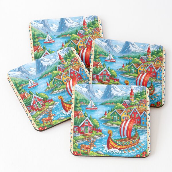 Item preview, Charming Norway Landscape with Colorful Buildings designed and sold by Artessie.
