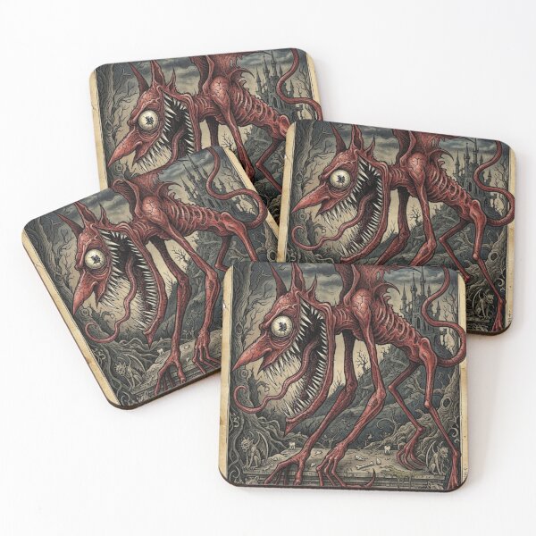 Item preview, Creepy red devil horror illustration designed and sold by Vintage Designs +.