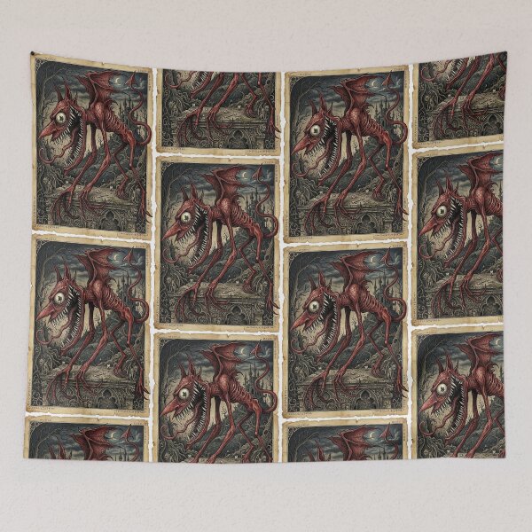 Item preview, Creepy red devil horror illustration designed and sold by Vintage Designs +.