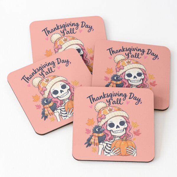Item preview, Thanksgiving Pink Skeleton Girl Raven And Pumpkin designed and sold by CreepyCornerArt.