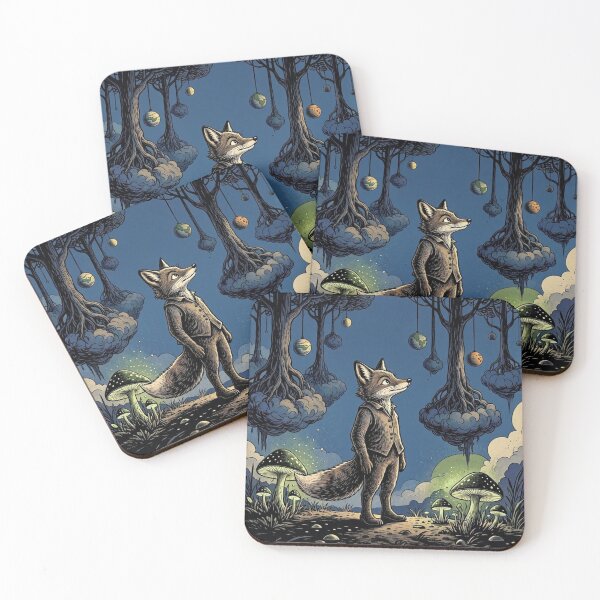 Item preview, Cosmic Fox In Floating Forest | Mystical Planet Mushroom Art designed and sold by Dogandesighn.