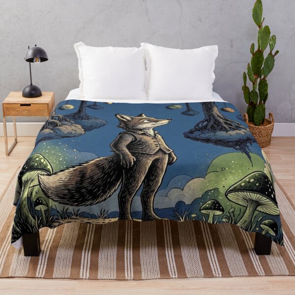 Item preview, Cosmic Fox In Floating Forest | Mystical Planet Mushroom Art designed and sold by Dogandesighn.