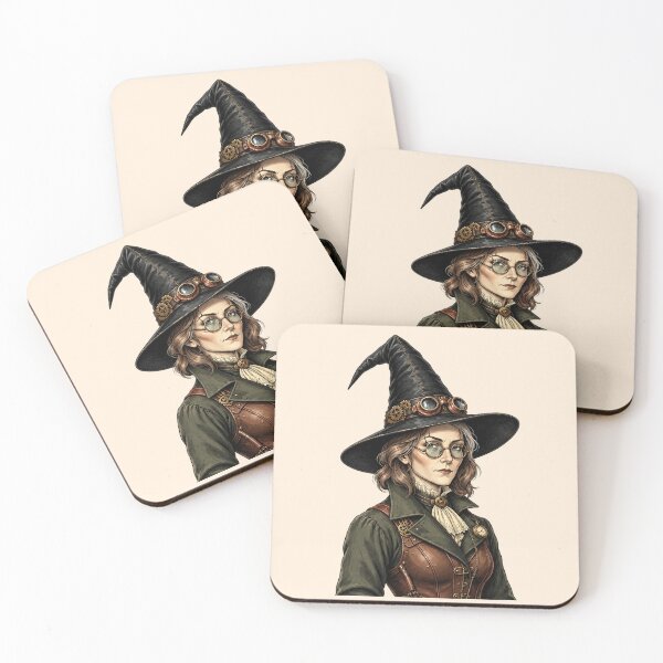 Item preview, Steampunk Witch – Victorian Woman with Goggles and Witch Hat designed and sold by SweetLilith.