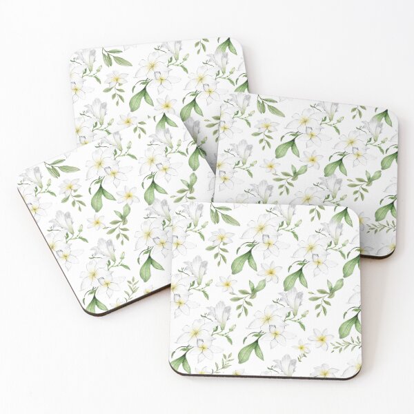 Item preview, Elegance White Frangipani and Lily Botanical Pattern designed and sold by Deep Layer.