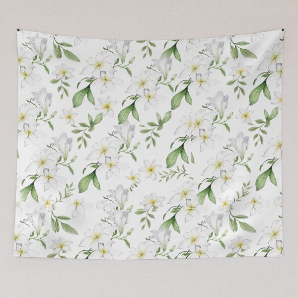 Item preview, Elegance White Frangipani and Lily Botanical Pattern designed and sold by Deep Layer.