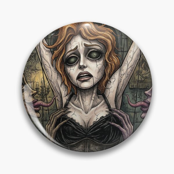 Item preview, Hollow Zombie girl licked and punished by demonic succubi horror illustration art designed and sold by Vintage Designs +.