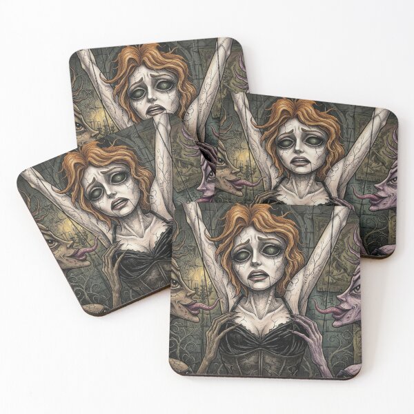 Item preview, Hollow Zombie girl licked and punished by demonic succubi horror illustration art designed and sold by Vintage Designs +.