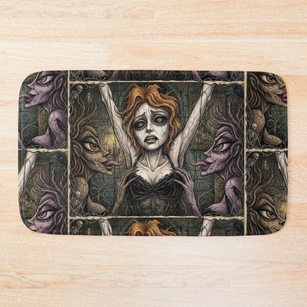 Item preview, Hollow Zombie girl licked and punished by demonic succubi horror illustration art designed and sold by Vintage Designs +.