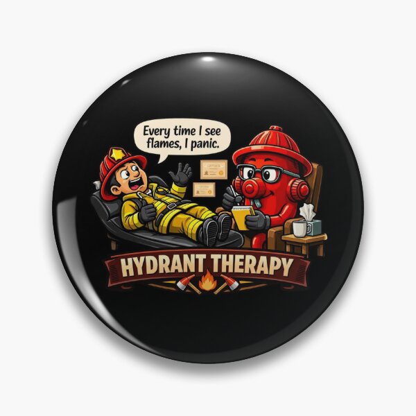 Item preview, Hydrant Therapy – Funny Firefighter Cartoon Sticker designed and sold by Timeless Junction.