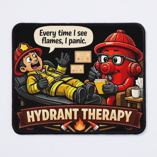 Item preview, Hydrant Therapy – Funny Firefighter Cartoon Sticker designed and sold by Timeless Junction.