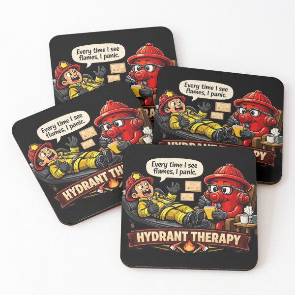 Item preview, Hydrant Therapy – Funny Firefighter Cartoon Sticker designed and sold by Timeless Junction.