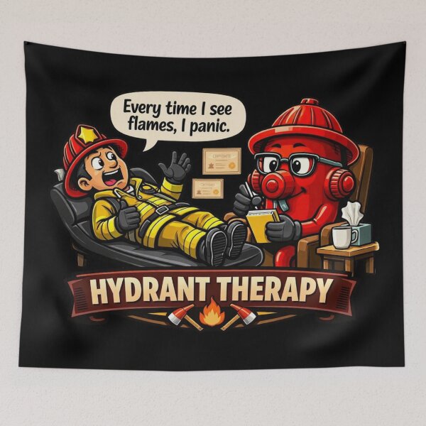Item preview, Hydrant Therapy – Funny Firefighter Cartoon Sticker designed and sold by Timeless Junction.