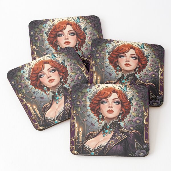 Item preview, Sweet Melancholy Redhead Goddess Art Nouveau Vintage Print designed and sold by BorgSpareParts.
