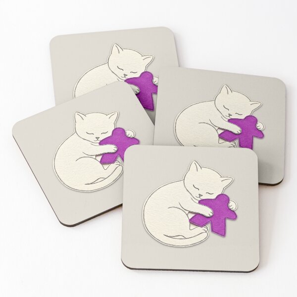 Item preview, Adorable Sleeping Cat Hugs Purple Meeple Paper Art  designed and sold by TackyTime.