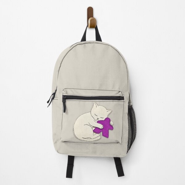 Item preview, Adorable Sleeping Cat Hugs Purple Meeple Paper Art designed and sold by TackyTime.