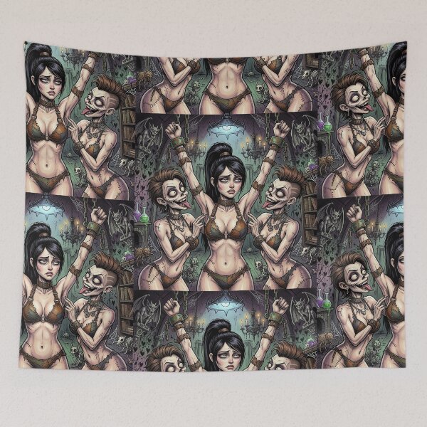 Item preview, Captured alt girl licked and punished by demonic succubi horror illustration art designed and sold by Vintage Designs +.