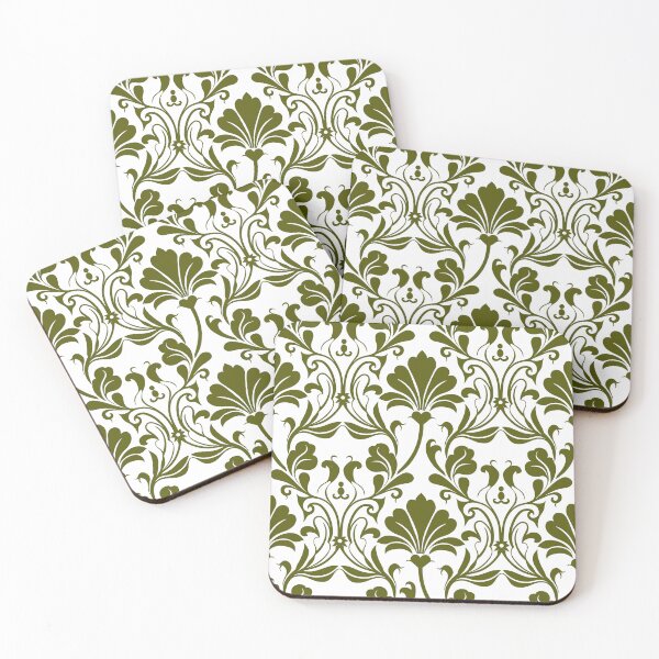 Item preview, Vintage Olive Green Damask Seamless Pattern designed and sold by ​Jyoti Digital Artist.